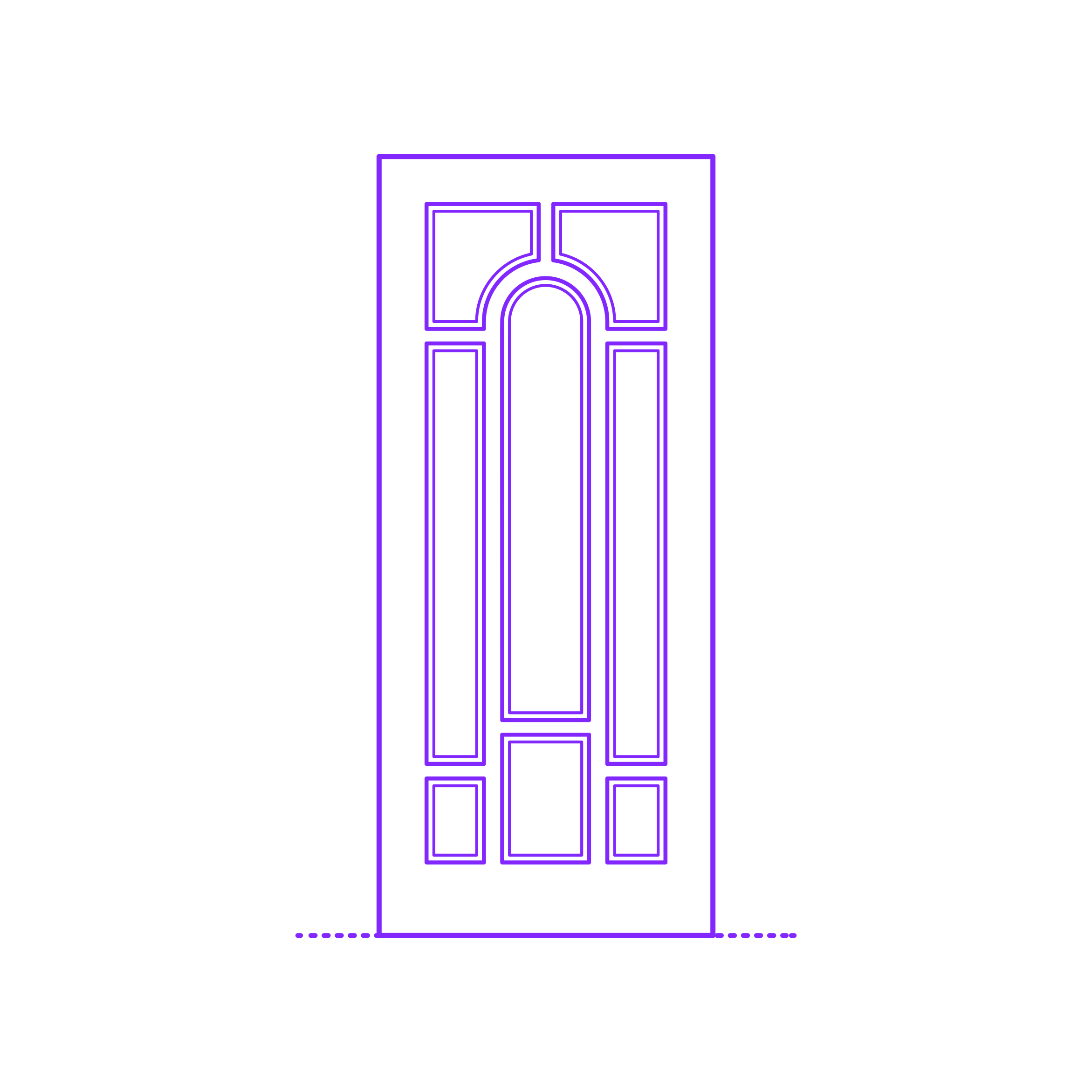 Buildings Exterior Doors Solid Entry Door Ornate 8 Panels Center Arch Svg Line Art Free Vectors